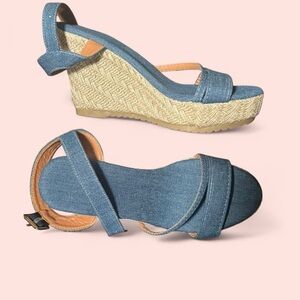 Denim Wedge Sandals